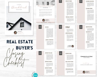 Real Estate Closing Checklist for Buyers - DETAILED | Realtor Marketing | Printable PDF CANVA Realtor Marketing | Instant Download Editable