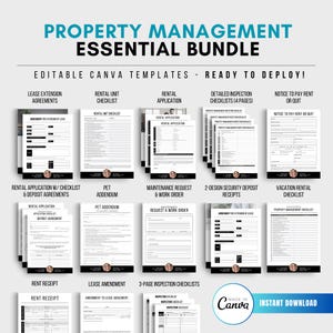 Property Manager Documents Essential Bundle | Property Management Forms, Contracts, Rental Documents | Editable CANVA Templates Complete Kit