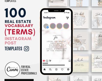 Real Estate Terminology Instagram Posts: Realtor Marketing (CANVA)