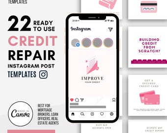 Boosting Your Credit Score Credit Repair Posts | Instagram Mortgage Marketing Realtor Broker | Real Estate CANVA Editable Bestseller Brand