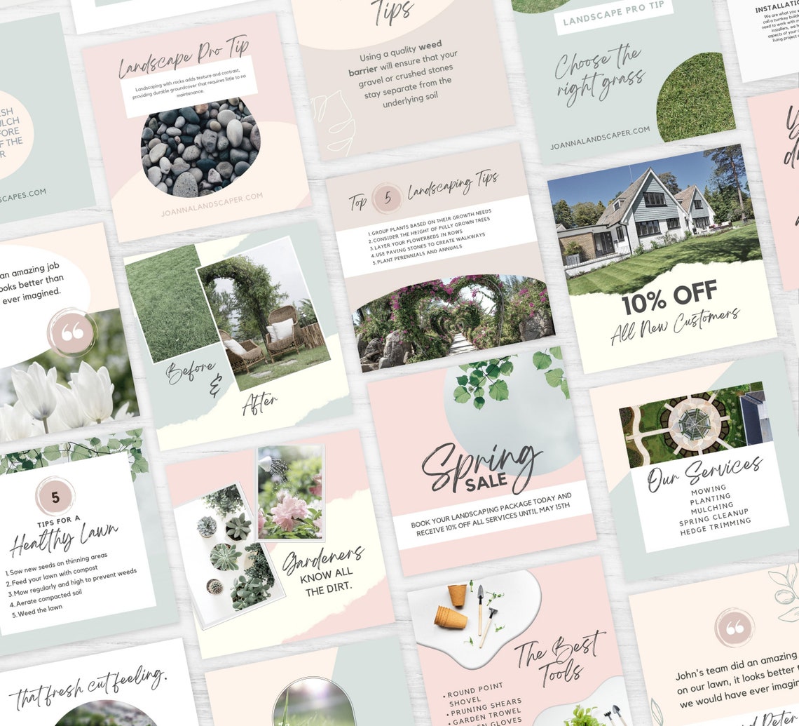 52 Landscaping INSTAGRAM Post Templates Landscaper Marketing Etsy