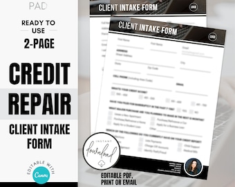 Credit Repair Client Intake Form for Creditors Brokers Loan Officers | Editable Template | Instant Download | Printable PDF CANVA Bestseller