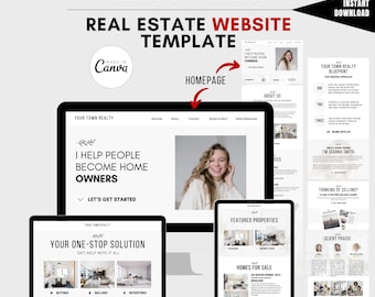 Realtor Website Template: Editable Real Estate Agent Website (Canva)