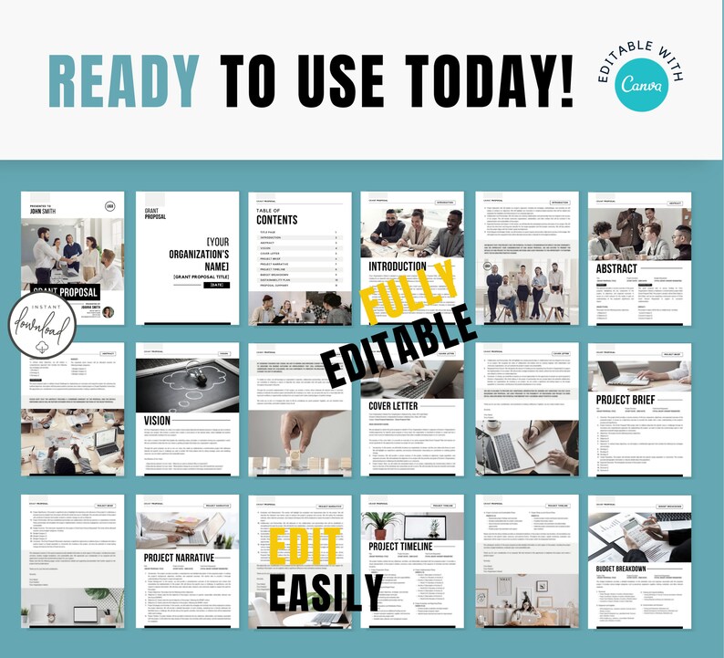 Grant Proposal Template for Nonprofits Grant Writing Etsy