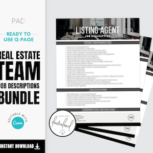 Boost Hiring! Real Estate Team Job Descriptions Bundle | Realtor Team Roles | Real Estate Recruiting | Real Estate Jobs | CANVA Template
