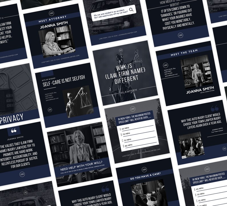 50 Modern Law Firm INSTAGRAM Posts Attorney CANVA Templates Etsy
