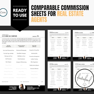 Real Estate Commission Sheets for Realtors | Real Estate Marketing | Luxury Realtor Listing Commission | Editable CANVA Template Print,Email