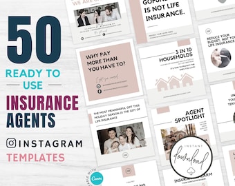Insurance Agent Instagram Posts: CANVA Templates (Digital Download)