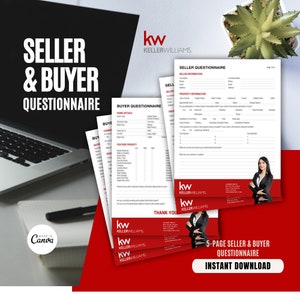 KW Keller Williams Seller & Buyer Questionnaire: Canva Template (Digital Download)