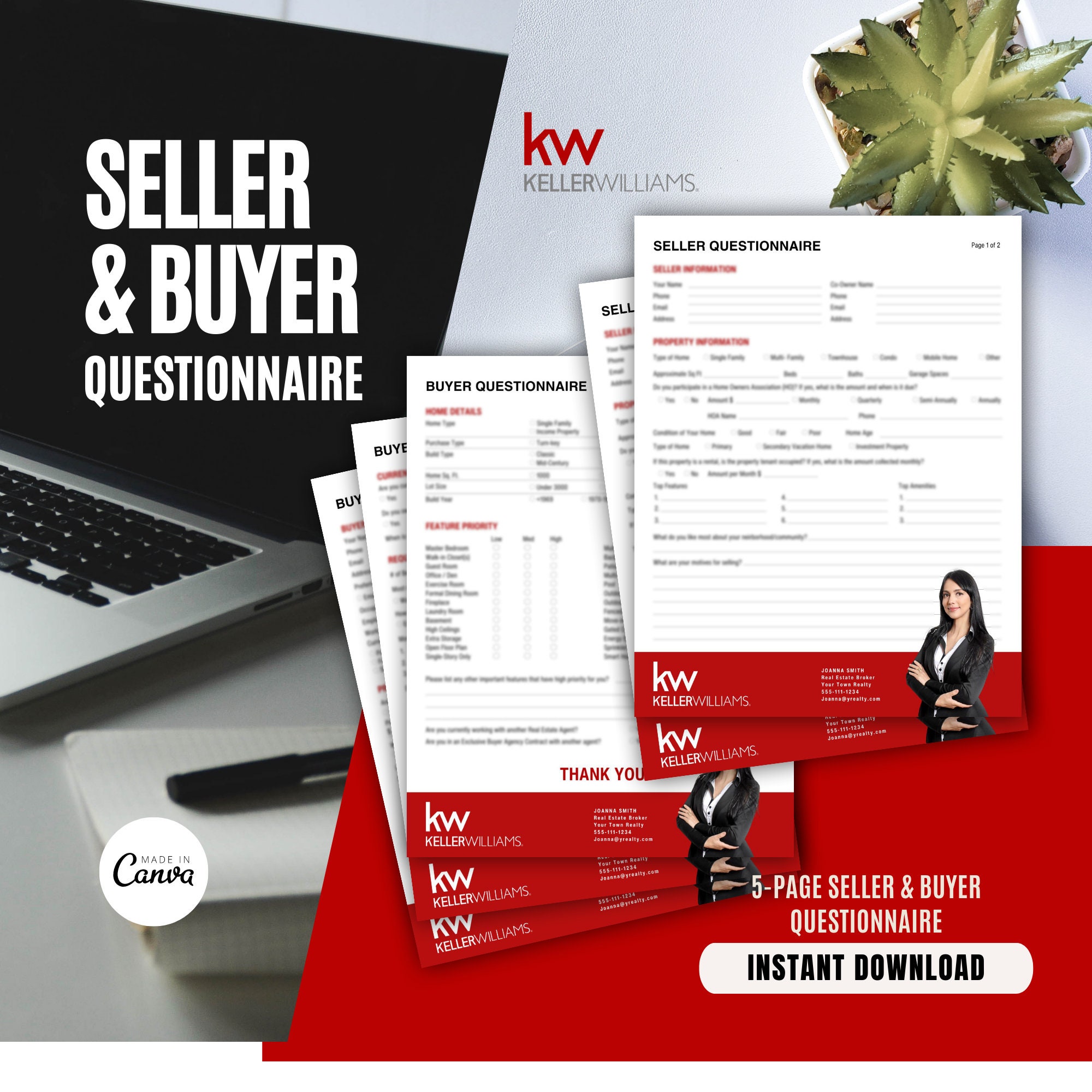 KW Keller Williams Seller &amp; Buyer Questionnaire Bundle KW Agent ...