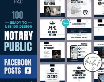 Notary Public Facebook Post Templates: 100+ Canva Designs (Digital Download)