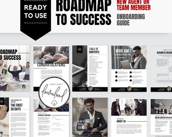 Real Estate Recruiting - Onboarding Guide for Realtor Teams | Team Member On-boarding Success Plan | CANVA Editable Template Bestseller