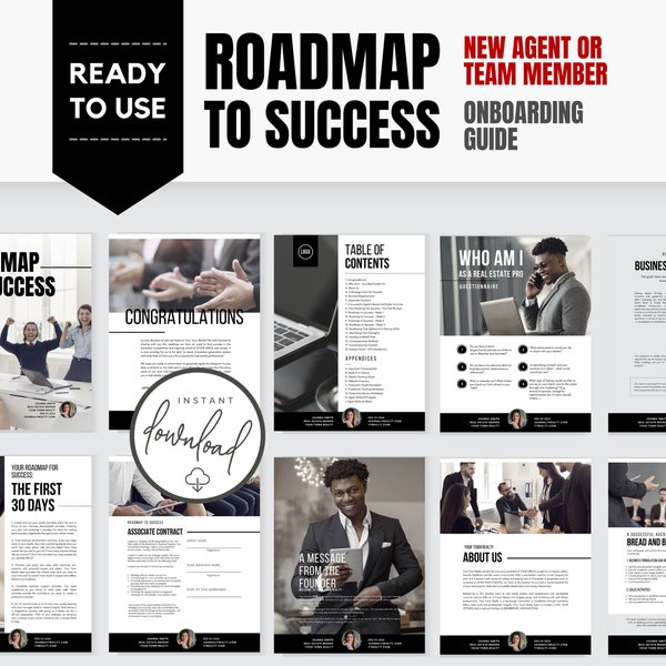 Real Estate Recruiting - Onboarding Guide for Realtor Teams | Team Member On-boarding Success Plan | CANVA Editable Template Bestseller