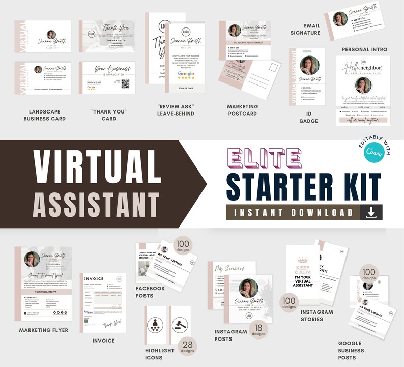 Virtual Assistant Marketing Kit: Canva Social Media Templates (digital ...