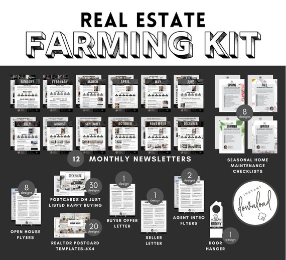 Real Estate Farming Kit: Realtor Newsletter Templates (Digital Download)