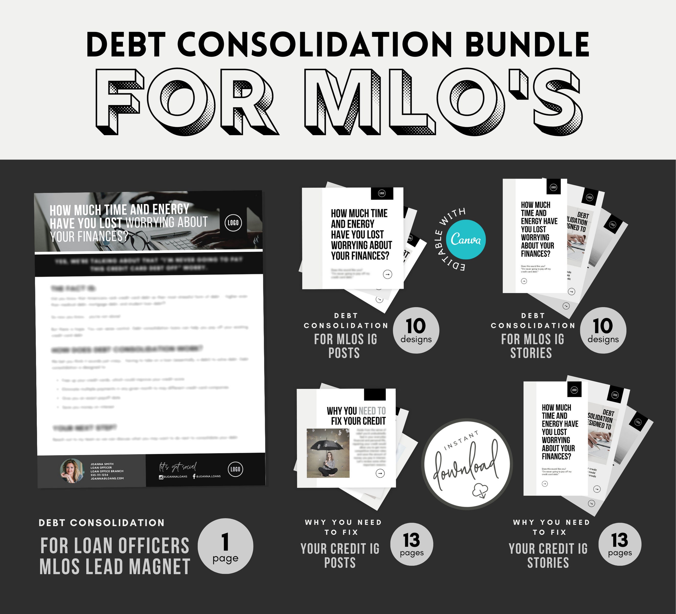 Credit Repair Marketing Bundle: CANVA Template (Digital Download)