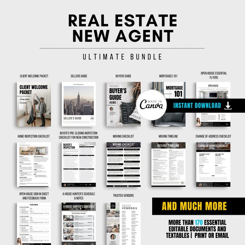 NEW AGENT Real Estate All-in-One Toolkit Guides, Worksheets More Realtor Ultimate Marketing Bundle Real Estate Editable Templates image 1