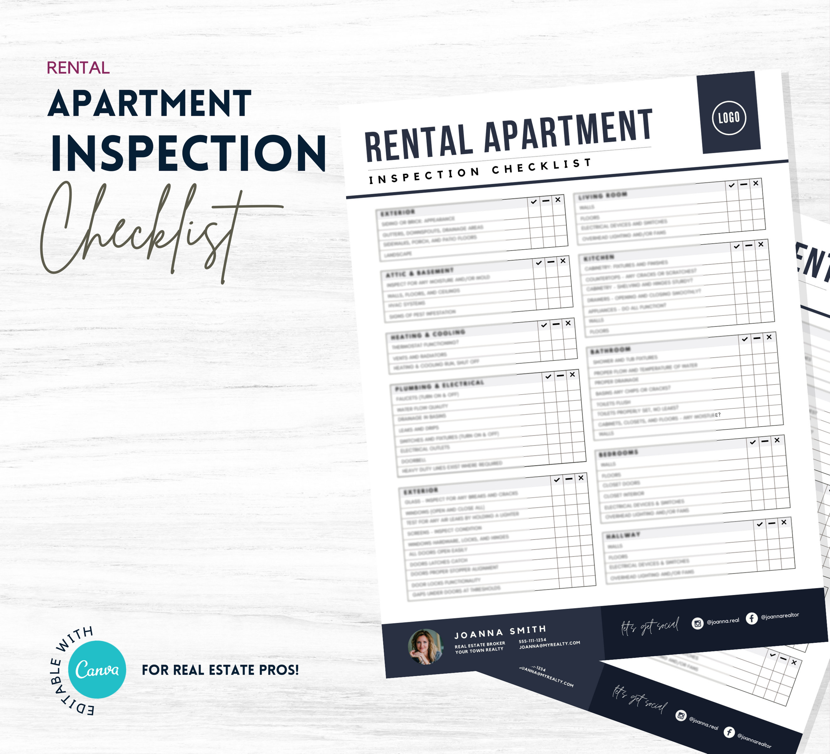 Rental Apartment Inspection Checklist Realtor Template Real Etsy