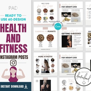 Health & Fitness INSTAGRAM Posts | Fitness Coach Marketing | Fitness Coach Marketing | Bestseller CANVA Editable Social Media Posts BLUSH