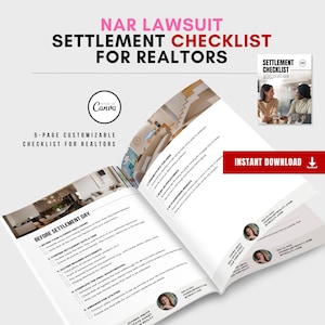 NAR Settlement Checklist | Realtor Tools Workbook | NAR Lawsuit Checklist for Realtors | Step-by-Step | Easily Navigate NAR Lawsuit Changes
