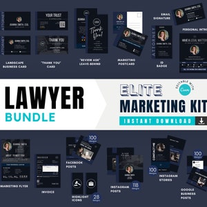 Elite VIP Modern Attorney Marketing Kit | Lawyer Instagram Facebook CANVA Templates | Law Firm Lawyer Attorney Marketing Social Media Bundle