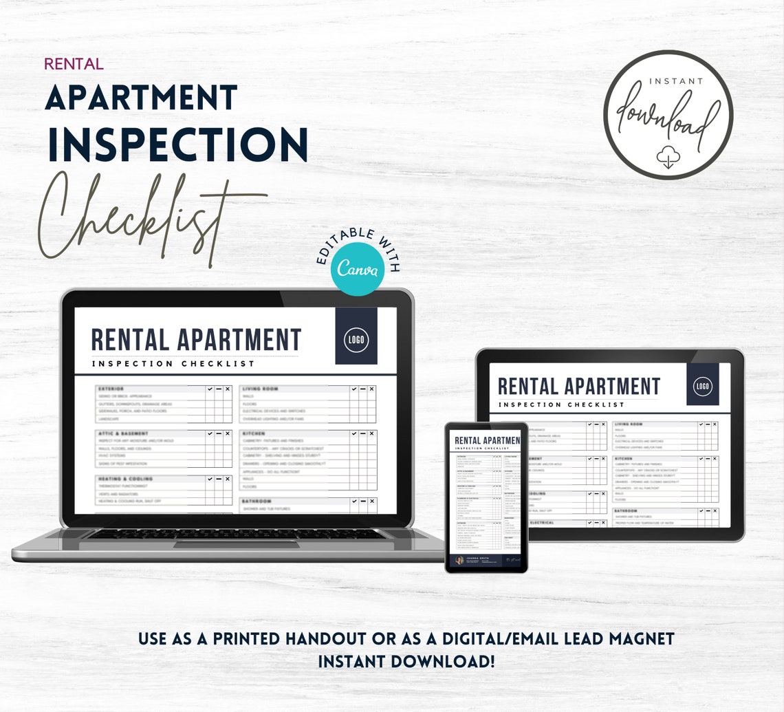 Rental Apartment Inspection Checklist Realtor Template Real Etsy