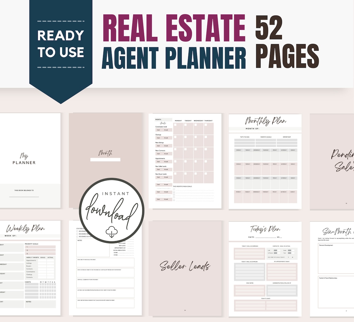 Printable Real Estate Agent Planner Complete Realtor Planner Instant Download Weekly Daily ...