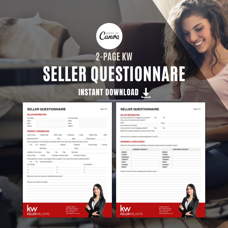Selling Questionnaire KW Keller Williams Seller & Buyer Questionnaire: Canva Template ...