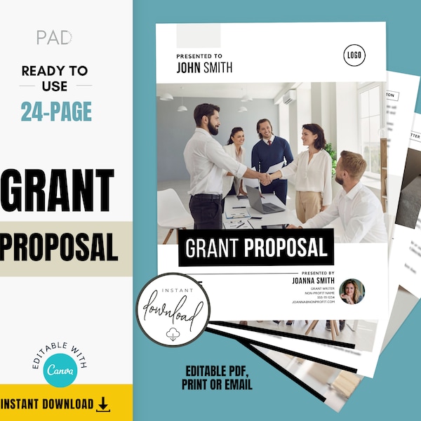 Grant Proposal Template for Nonprofits | Grant Writing | Non-Profit Funding Grant Proposal | Editable CANVA Template for Grant Writing