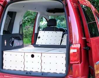 Camping boxes for VW Caddy | Wood poplar natural