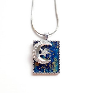 Boho celestial moon star sky pendant necklace