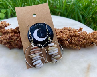 Silver Bohemian Stacked Stone Earrings