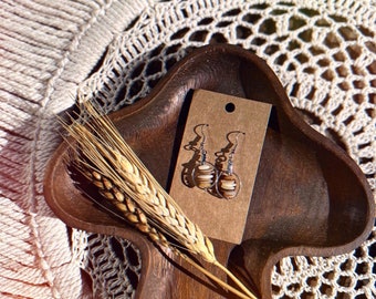 Small Silver Bohemian Stacked Stone Earrings