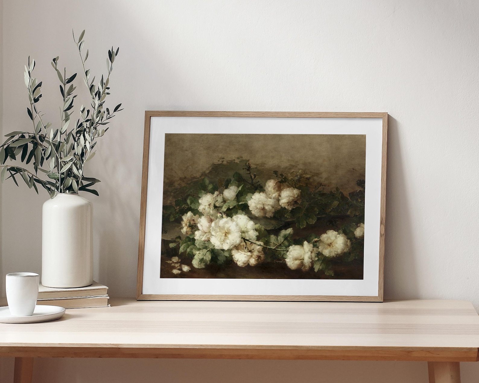 White Floral Still Life | Vintage Rose Oil Painting | Flower Art ...