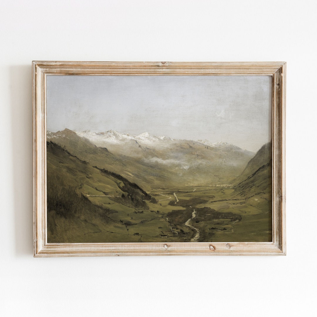 Green Valley | Vintage Mountain Landscape | Nature Oil Painting | Green ...