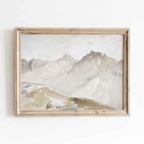 Little Cottonwood Canyon | Vintage Mountain Range Painting | Watercolor Landscape Art | Digital Download | 834