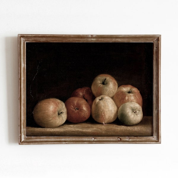 Apple Still Life | Vintage Fruit Oil Painting | Country Kitchen Art | Autumn Harvest Still | Digital Download | 306
