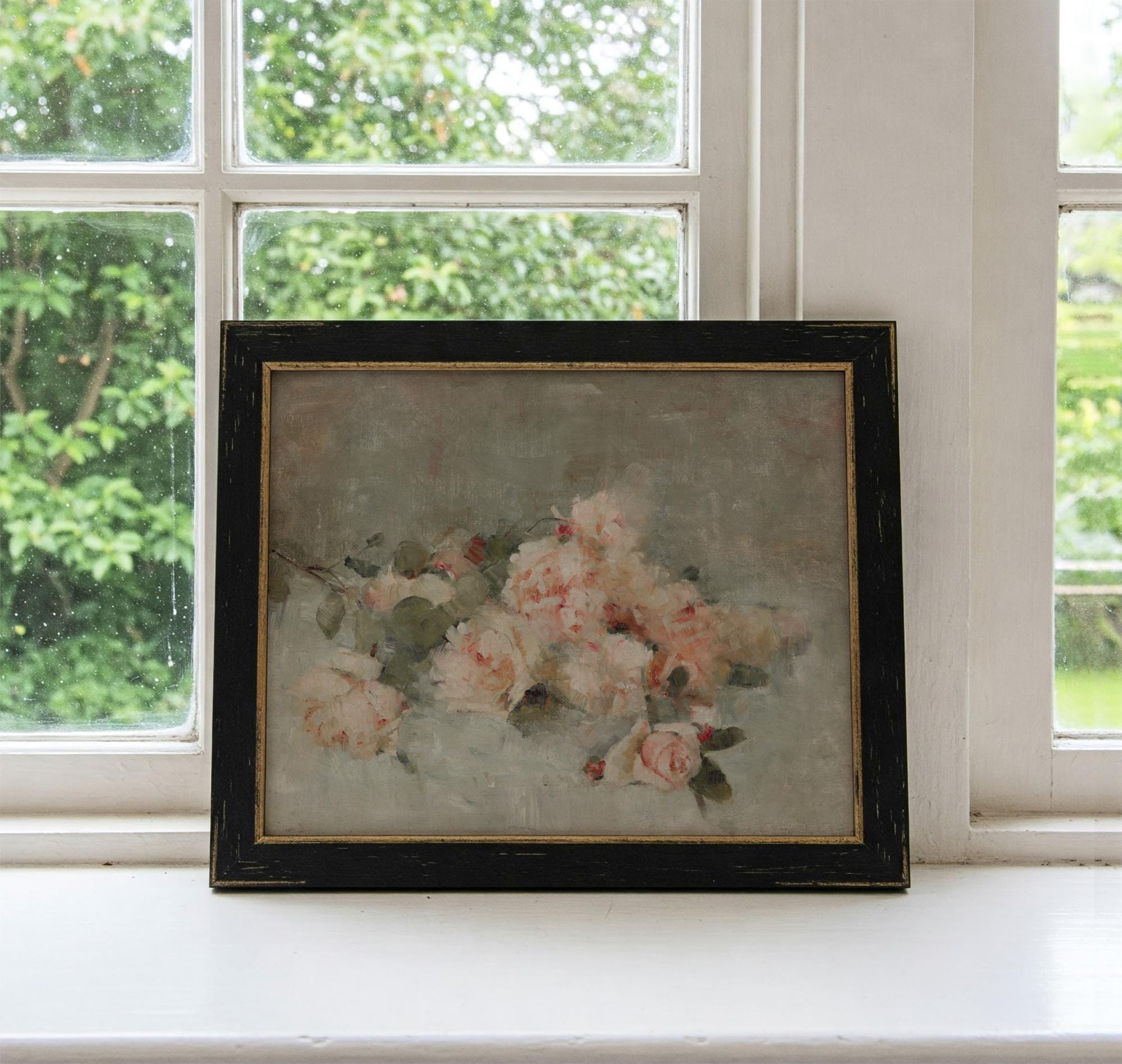 Blush Roses | Vintage Floral Still Life Painting | Pink Flowers ...