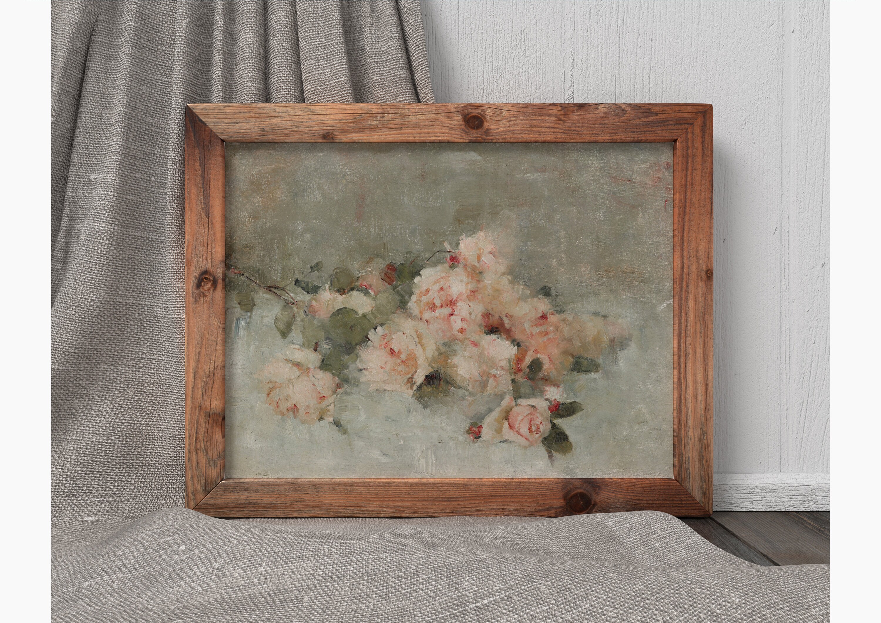 Blush Roses | Vintage Floral Still Life Painting | Pink Flowers ...