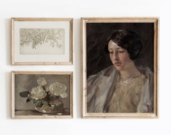 Neutral Prints Set of 3 | Vintage Gallery Wall Art Set | Warm Beige Art | Digital Download | 425