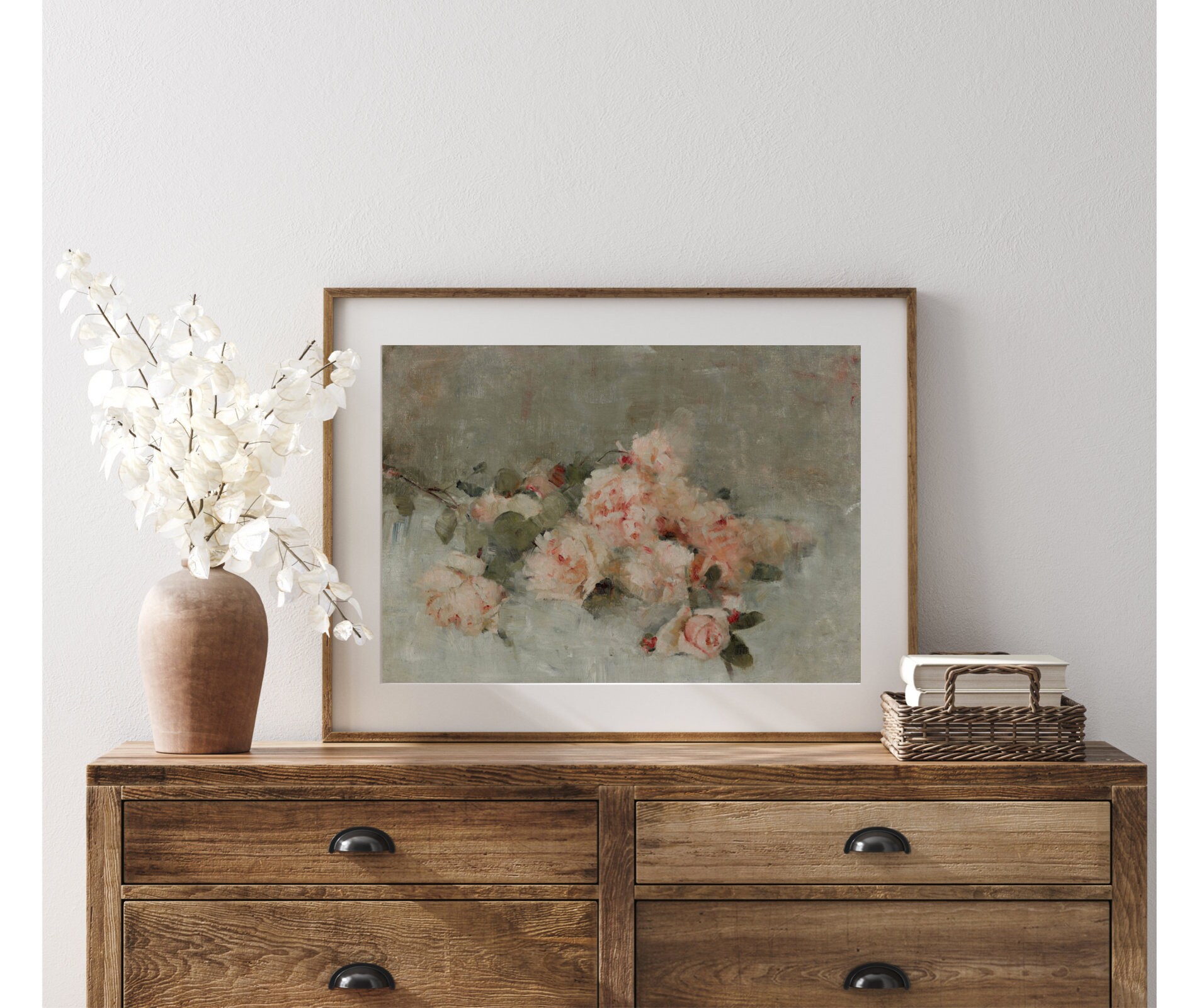 Blush Roses | Vintage Floral Still Life Painting | Pink Flowers ...