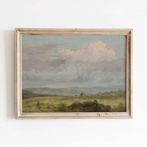 Hudson Valley | Vintage American Landscape Painting | New York Artwork | Rolling Hills Sky Study | Digital Download | 821
