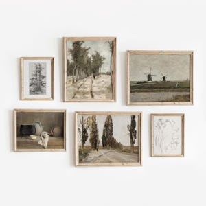 Neutral Countryside Set of 6 | Vintage Farmhouse Gallery Wall Set | Printable Statement Art | Digital Download | 877