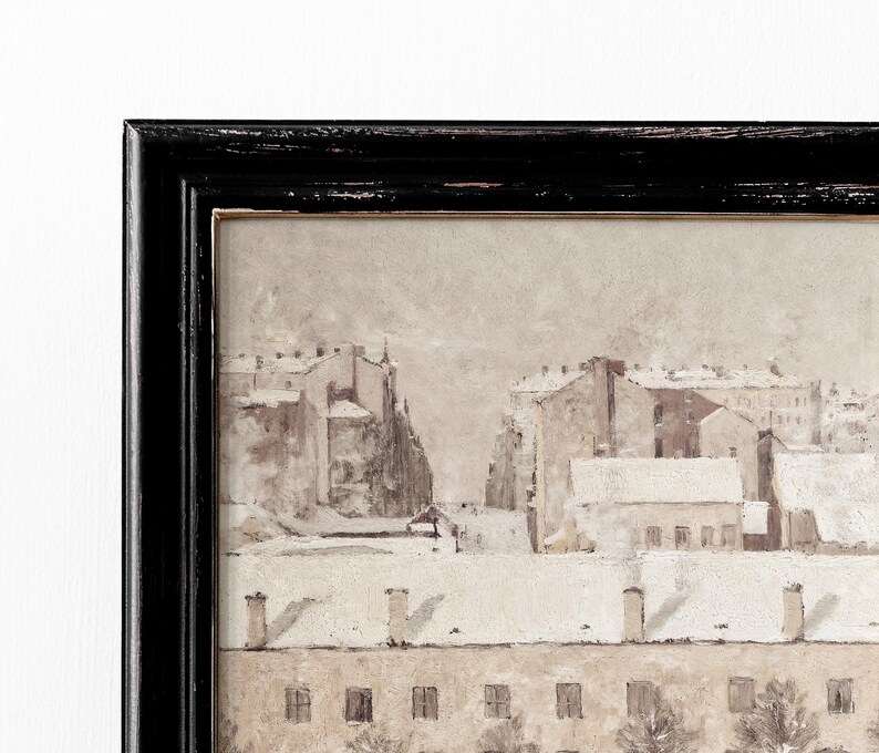 Stockholm in Winter | Vintage Snowy Cityscape | Neutral Christmas Art | Holiday Season Decor | Digital Download | 395 image 2