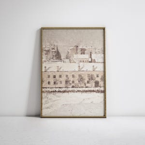 Stockholm in Winter | Vintage Snowy Cityscape | Neutral Christmas Art | Holiday Season Decor | Digital Download | 395 image 5