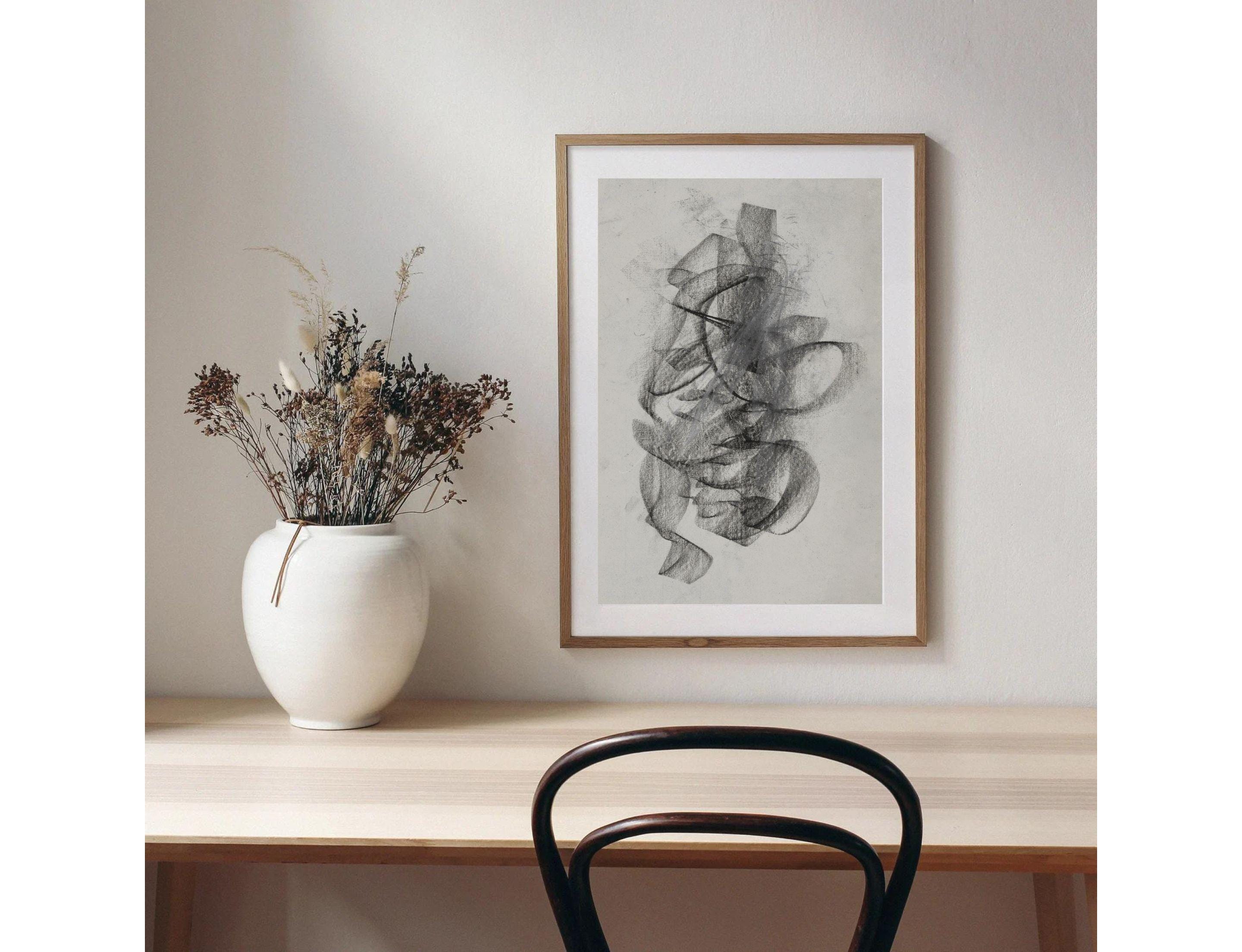 Chaos | Vintage Abstract Charcoal Drawing | Black and White Line Art ...