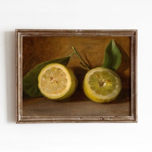 Lemon Still Life Painting | Vintage Fruit Still Life | Vintage Oil Painting | Digital Download | Printable Art | 18