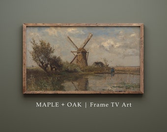 Samsung Frame TV Art | vintage Brown Windmill Painting | TÉLÉCHARGEMENT NUMÉRIQUE | 122