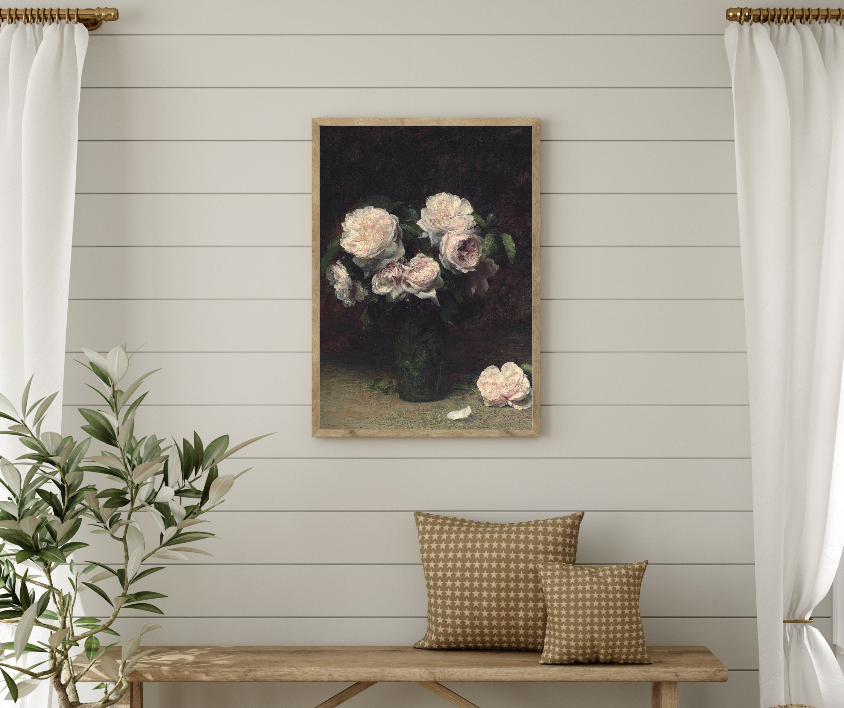 Peony Still Life | Vintage Pink Flower Painting | Flower Vase Painting ...