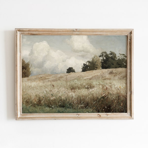 Grass Landscape | Vintage Field Painting | Hillside Landscape Study | Peaceful Nature Art | Digital Download | 476